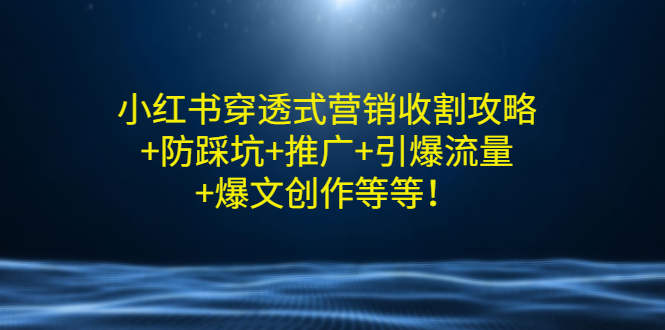 【副业项目3458期】小红书穿透式营销收割攻略+防踩坑+推广+引爆流量+爆文创作（小红书的营销方法策略）-奇才轻创