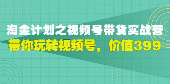 【副业项目3517期】胡子·淘金计划之视频号带货实操教程，带你玩转视频号（视频号带货怎么操作）-奇才轻创