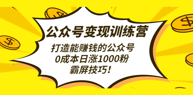 【副业项目4828期】公众号变现训练营（第3期）打造能赚钱的公众号，0成本日涨1000粉，霸屏技巧-奇才轻创