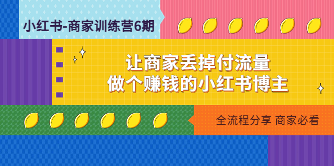 【副业项目5003期】小红书-商家训练营12期：让商家丢掉付流量，做个赚钱的小红书博主-奇才轻创