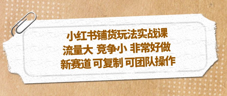 【副业项目5419期】小红书铺货玩法实战课，流量大 竞争小 非常好做 新赛道 可复制 可团队操作-奇才轻创