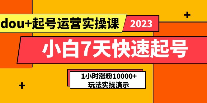 【副业项目5906期】小白7天快速起号：dou+起号运营实操课，实战1小时涨粉10000+玩法演示-奇才轻创