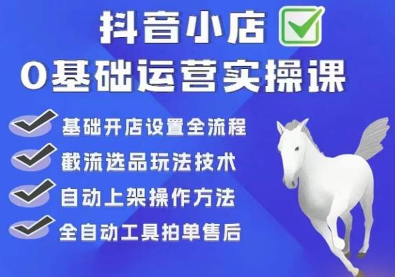 【副业项目6317期】白马电商·0基础抖店运营实操课，基础开店设置全流程，截流选品玩法技术-奇才轻创