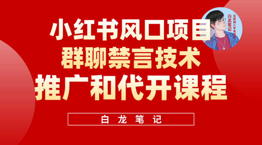 【副业项目5991期】小红书风口项目日入300+，小红书群聊禁言技术代开项目，适合新手操作-奇才轻创