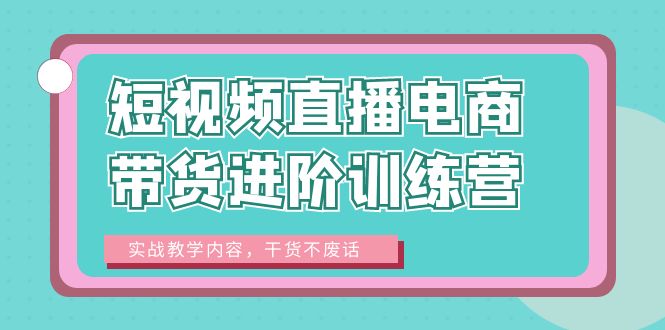 【副业项目6485期】短视频直播电商带货进阶训练营：实战教学内容，干货不废话！-奇才轻创