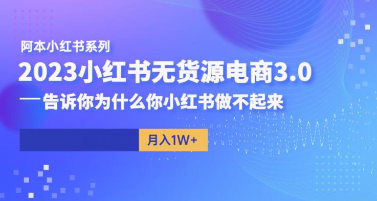 【副业项目6506期】阿本小红书无货源电商3.0，告诉你为什么你小红书做不起来-奇才轻创