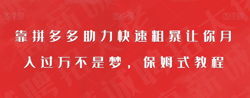 【副业项目7503期】靠拼多多助力快速粗暴让你月入过万不是梦，保姆式教程【揭秘】-奇才轻创