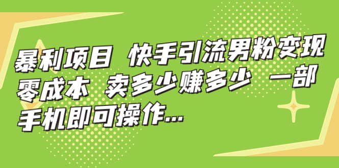 【副业项目7247期】快手引流男粉变现，零成本，卖多少赚多少-奇才轻创