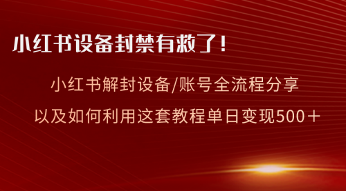 【副业项目8590期】小红书设备及账号解封全流程分享，亲测有效-奇才轻创