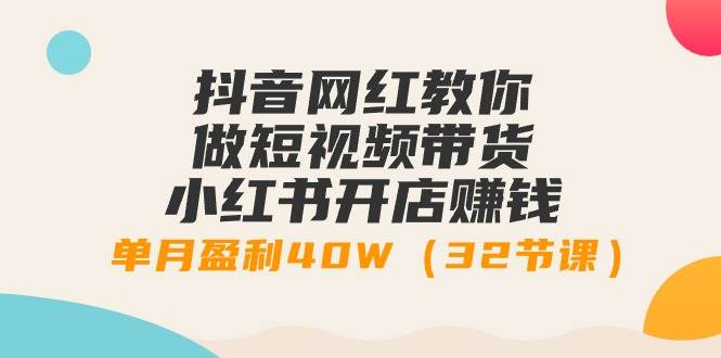 抖音网红教你做短视频带货+小红书开店赚钱，单月盈利40W（32节课）-奇才轻创