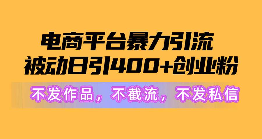 电商平台暴力引流,被动日引400+创业粉不发作品，不截流，不发私信-奇才轻创