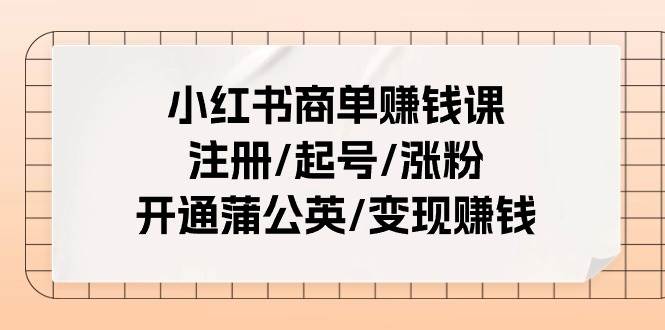 小红书商单赚钱课：注册/起号/涨粉/开通蒲公英/变现赚钱（25节课）-奇才轻创