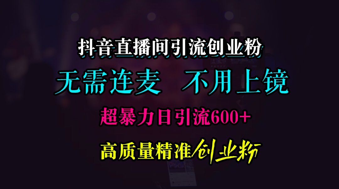 抖音直播间引流创业粉，无需连麦、无需上镜，超暴力日引流600+高质量精准创业粉-奇才轻创