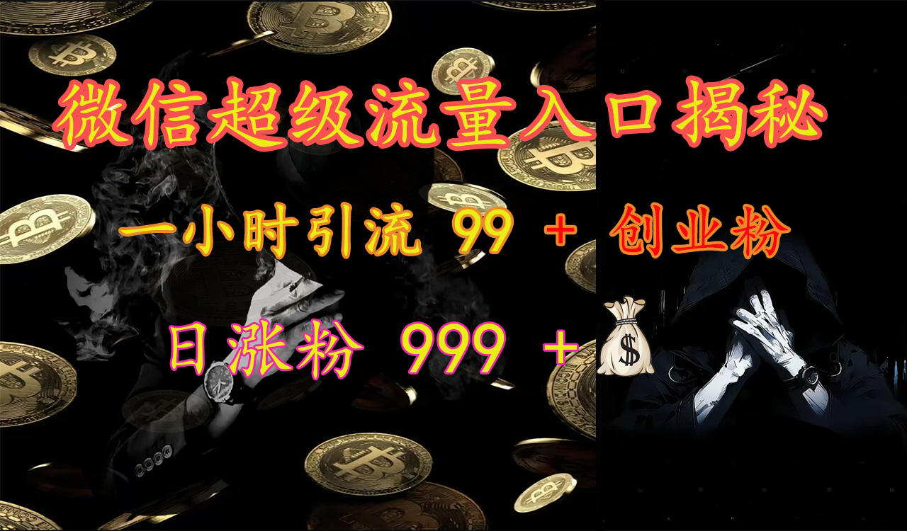 微信超级流量入口揭秘：一小时引流 99 + 创业粉，日涨粉 999 +【揭秘】-奇才轻创