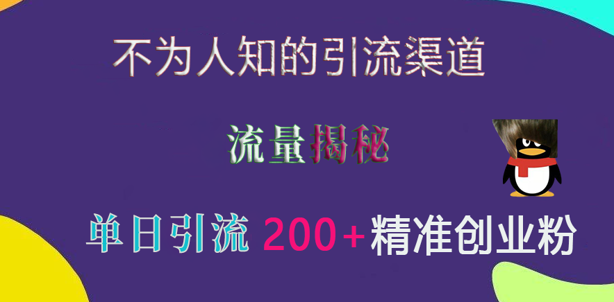 不为人知的引流渠道，流量揭秘，实测单日引流200+精准创业粉-奇才轻创