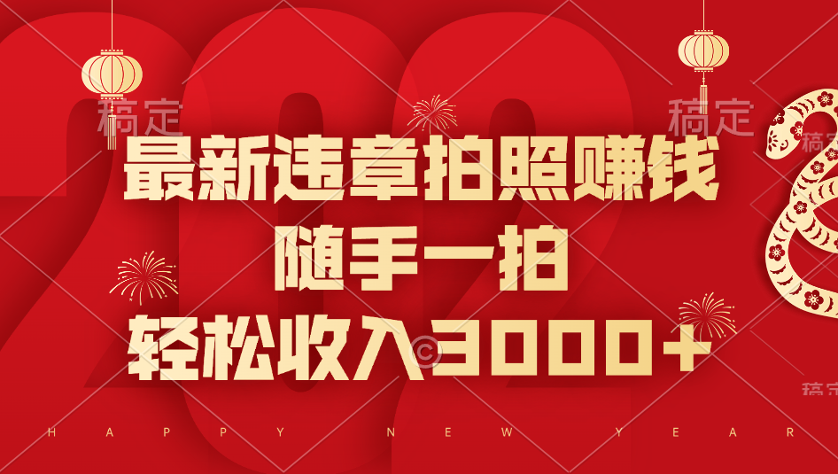 最新违章拍照赚钱，随手一拍，轻松收入3000+-奇才轻创