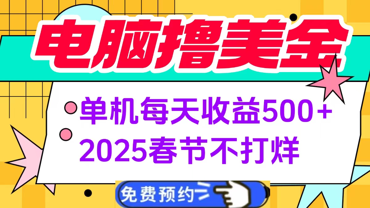 电脑撸美金单机每天收益500+，2025春节不打烊-奇才轻创