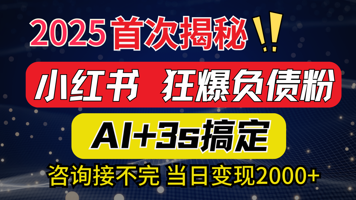 2025引流天花板：最新小红书狂暴负债粉思路，咨询接不断，当日入2000+-奇才轻创