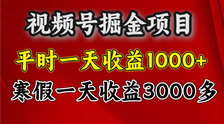 视频号掘金项目，寒假一天收益3000多-奇才轻创