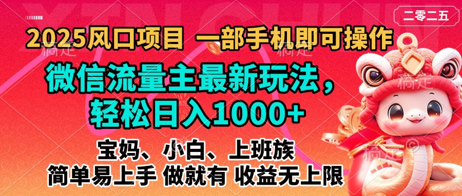 2025蓝海风口项目，微信流量主最新玩法，轻松日入1000+，简单易上手，做就有 收益无上限-奇才轻创