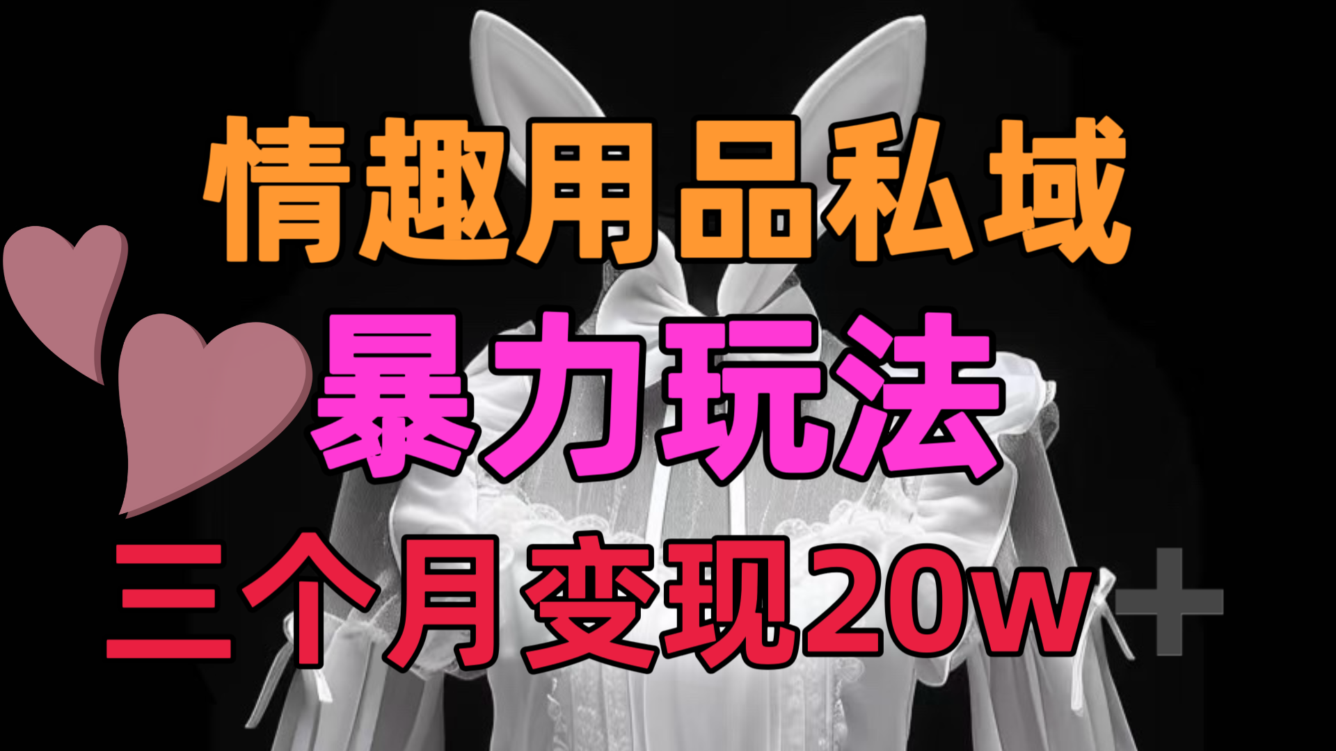 情趣用品私域，25年最新暴力玩法，三个月变现20w➕-奇才轻创